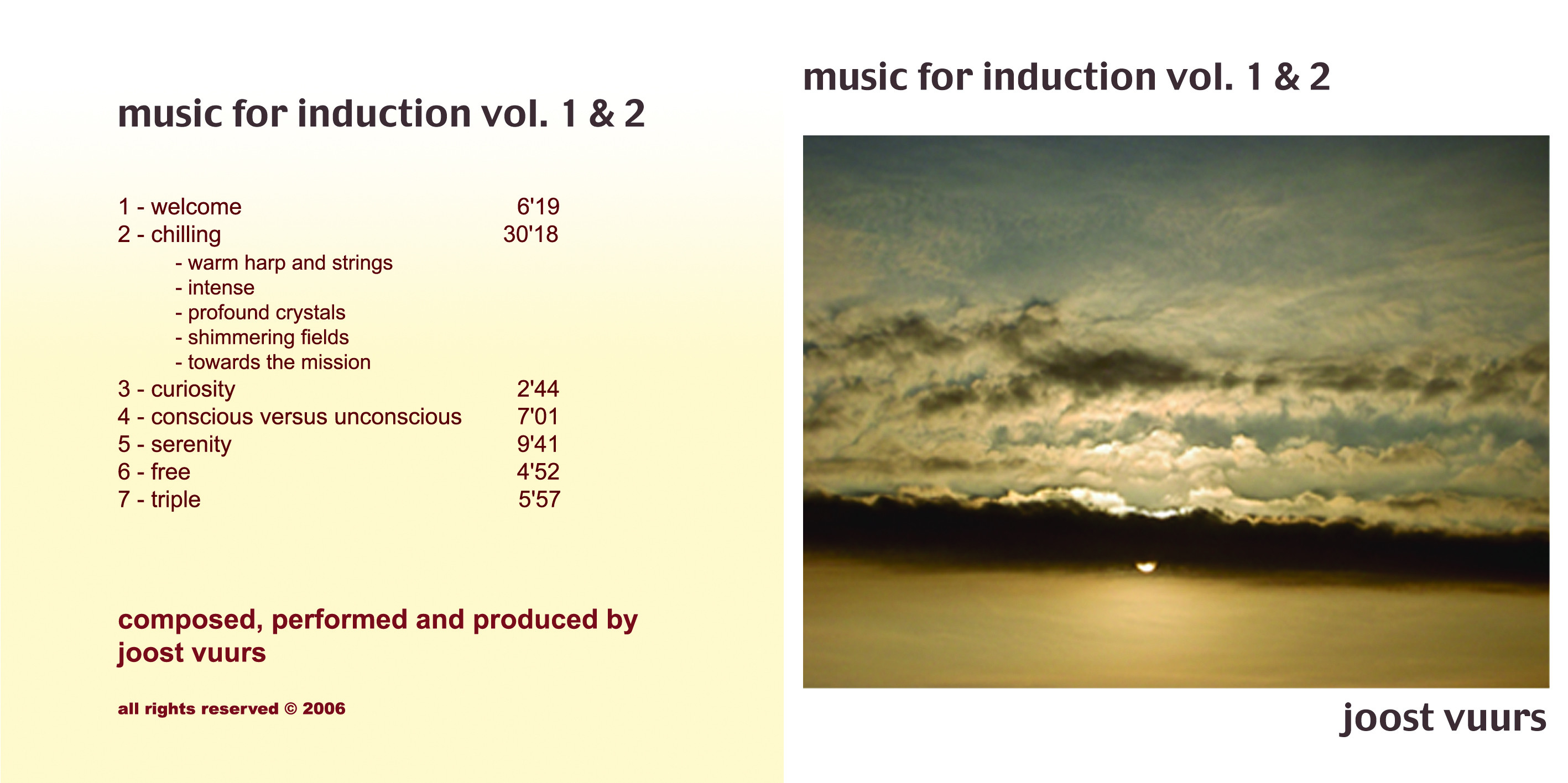 CD booklet Music for Induction, vol. 1 & 2